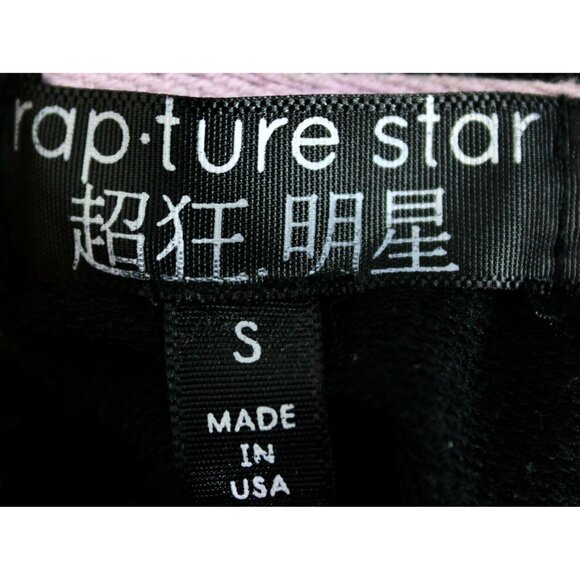 Rapture Star Black Panda Sweatshirt Hoodie Women's S Pink String Accent Pullover - Picture 10 of 11